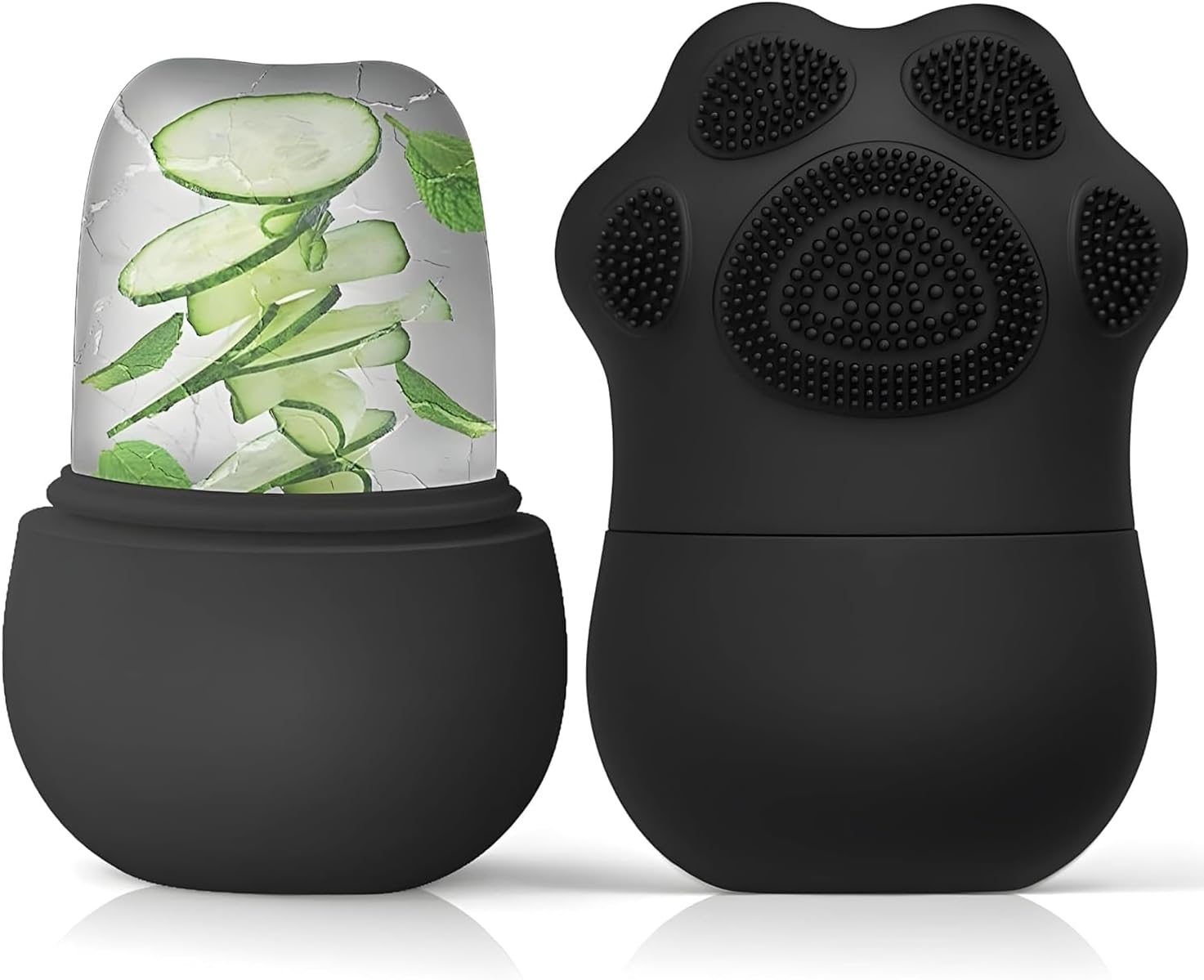 SkinSide Ice Roller for Face with Scrubber | Ice Roller for Face | For Men & Women | Ice Cube Roller for Glowing Skin & Puffy Eyes | Reusable & Unbreakable (Black)