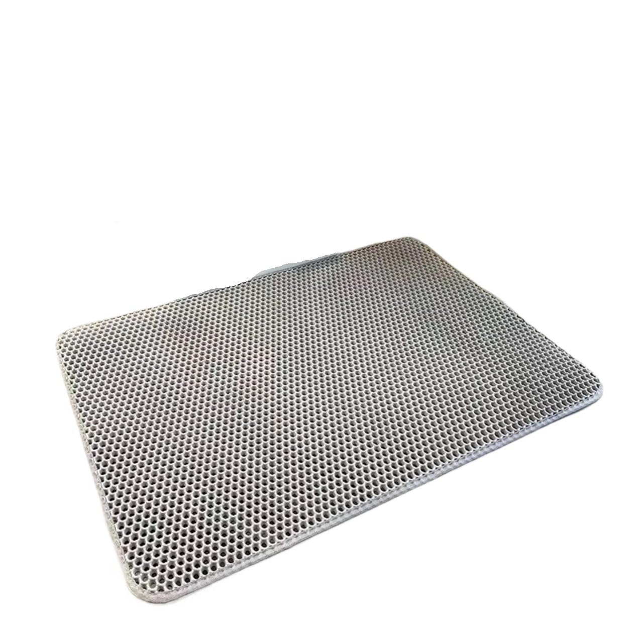 Large Cat Litter Mat Heavy Duty 2 Layer Washable Pet Floor Protector Box Sand Stopper(Gray,60x90cm)