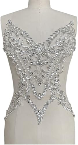 Miniatura 3 de Apliques de encaje hechos a mano con diamantes de imitación para coser en cuentas de lentejuelas para accesorios de vestir de niña (plata)