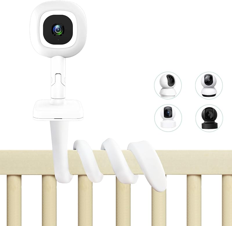 Crib Flexible Twist Baby Monitor Mount for Tapo,Kasa,Momcozy Camera | 360° Angle Adjustment, 1/4" Threaded Hole for Tapo C210/C200/C220, Kasa EC70/EC71, Momcozy BM01/BM03/BM04-Camera Not Included