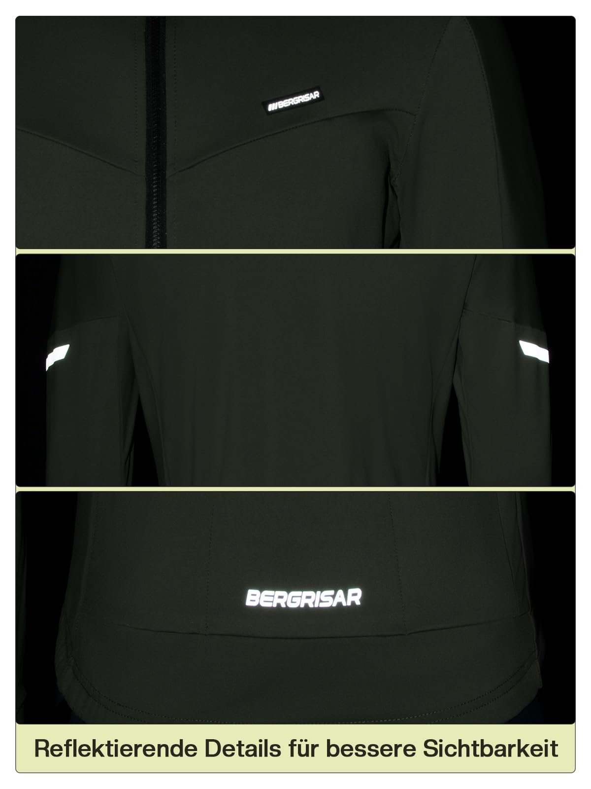 BERGRISAR Maillot de ciclismo de forro polar para hombre, manga larga, para otoño e invierno, térmico, elástico