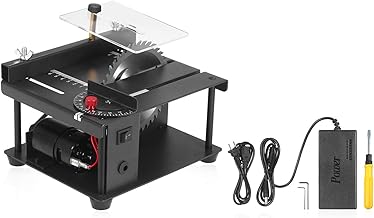 Lianai Serra de mesa multifuncional 110-240V Mini cortador de serra de mesa Máquina de corte elétrica com lâmina de serra Ajuste de ângulo de velocidade ajustável Profundidade de corte de 35