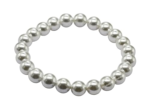 Miniatura 5 de White Pearl Bracelet for Women Men's Gifts - Protection Healing Crystal Bracelet - 8mm Gemstone Beaded Stretchable Bracelet Pulseras Para Hombres