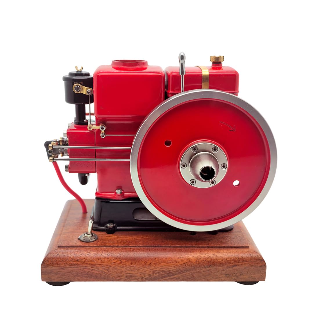 Retrol & OKMO 1:5 Miniatur Motor Modell Eines Stationären Landwirtschaftsmotors Aus Metall 3,6cc RTR Liegender Einzylinder-Viertakt-Benzinmotor, STEM-Bildung Für Sammler Modellbau Fans