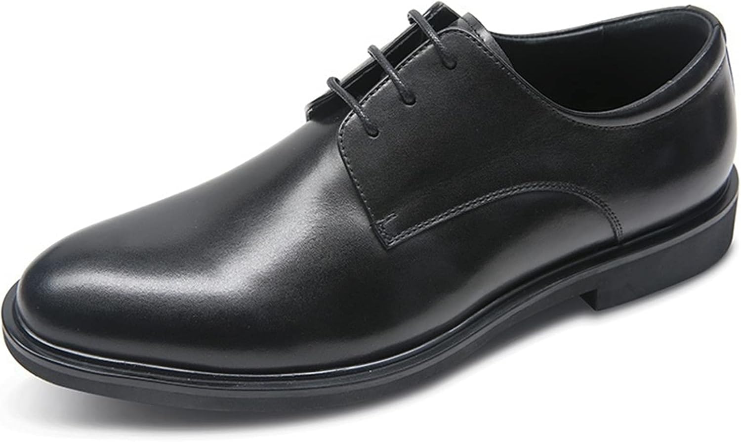 Shoes Dress Oxford for Men Lace Up Round Burnished Toe