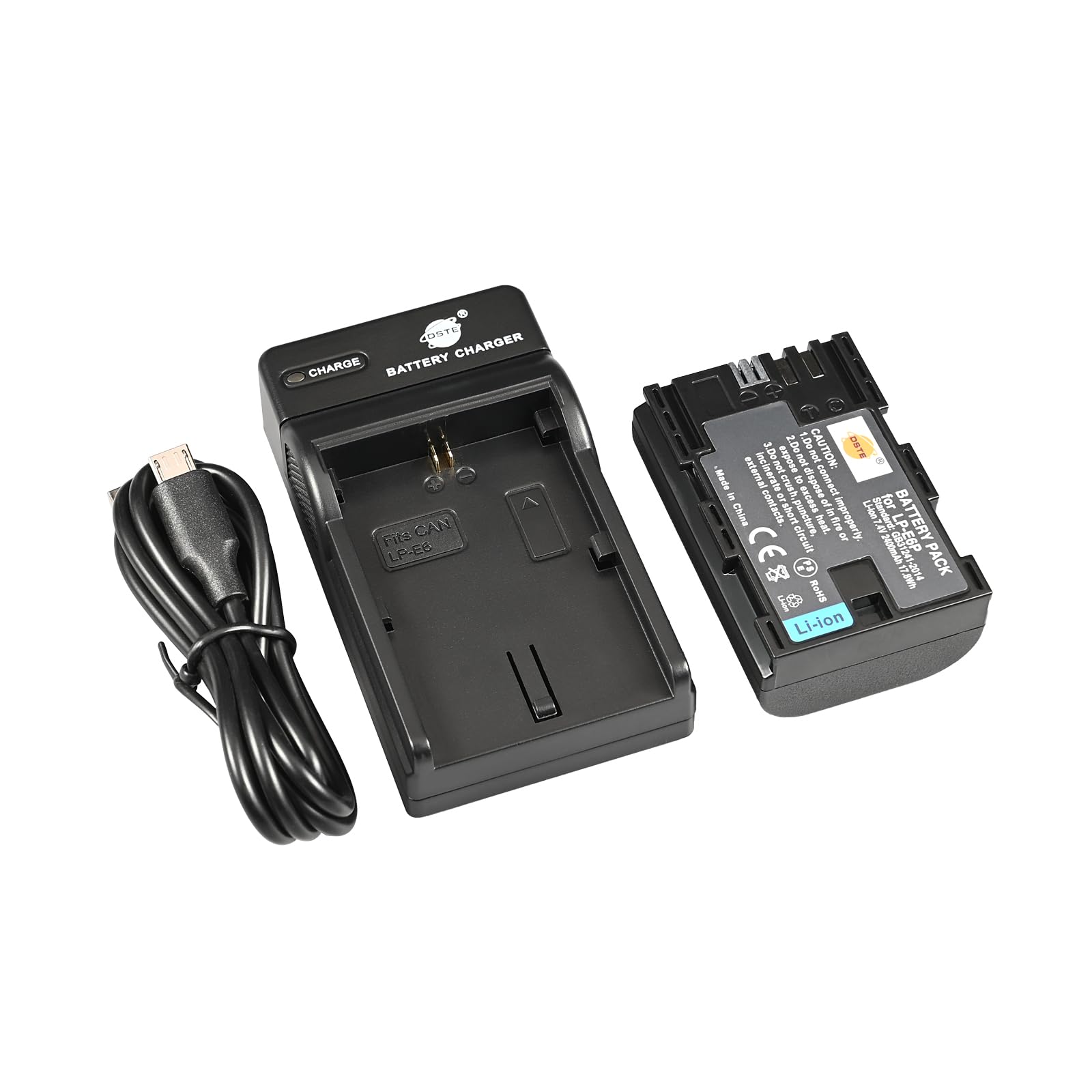 Batería LP-E6P DSTE 2400mAh y cargador micro USB para Canon EOS R5 Mark II 7