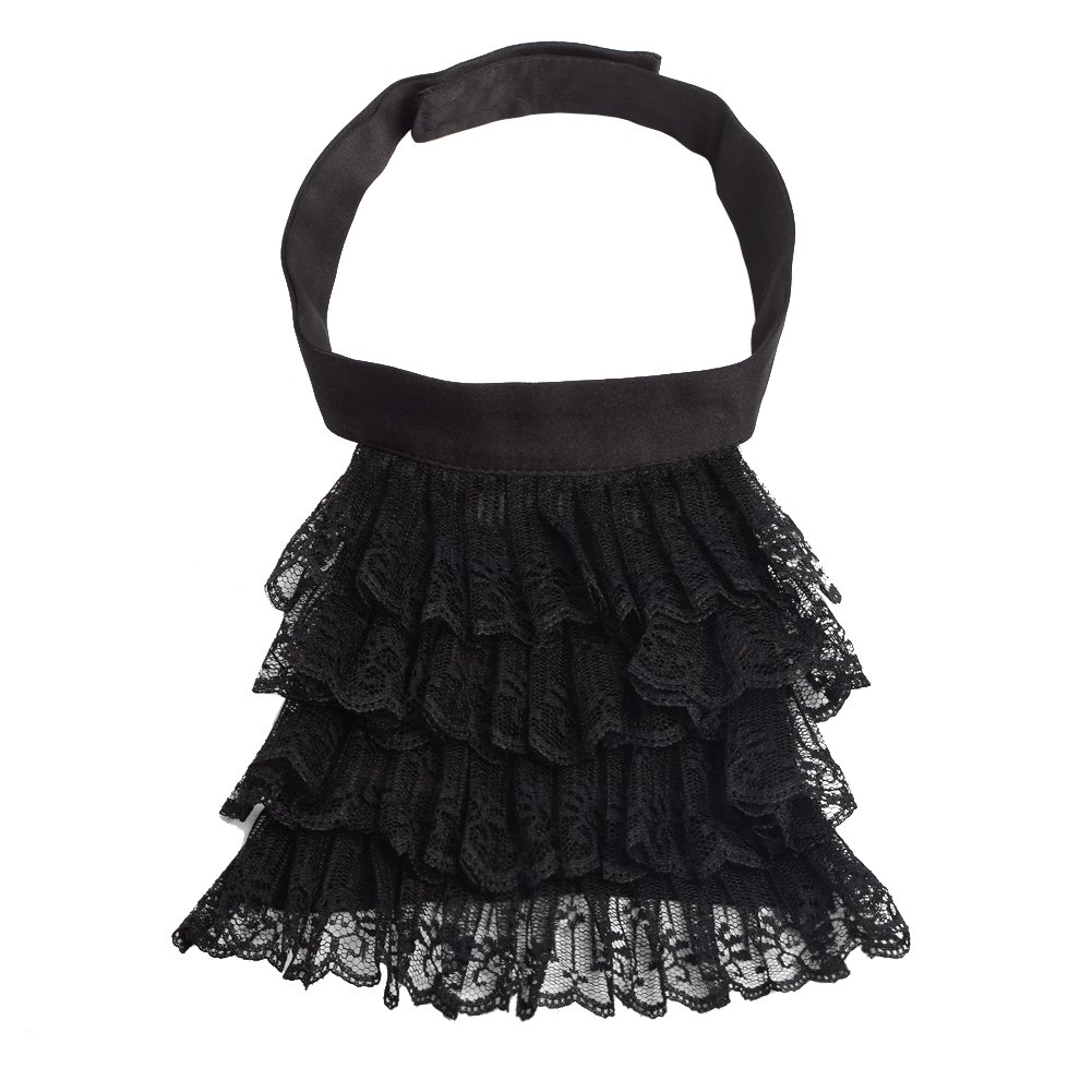 Blessume Unisex Little Black Jabot Steampunk Lace Jabot Black