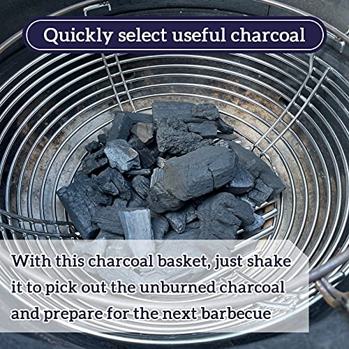 VANKEY Lump Charcoal Fire Basket with Removable Divider Charcoal Basket for Kamado Joe Classic
