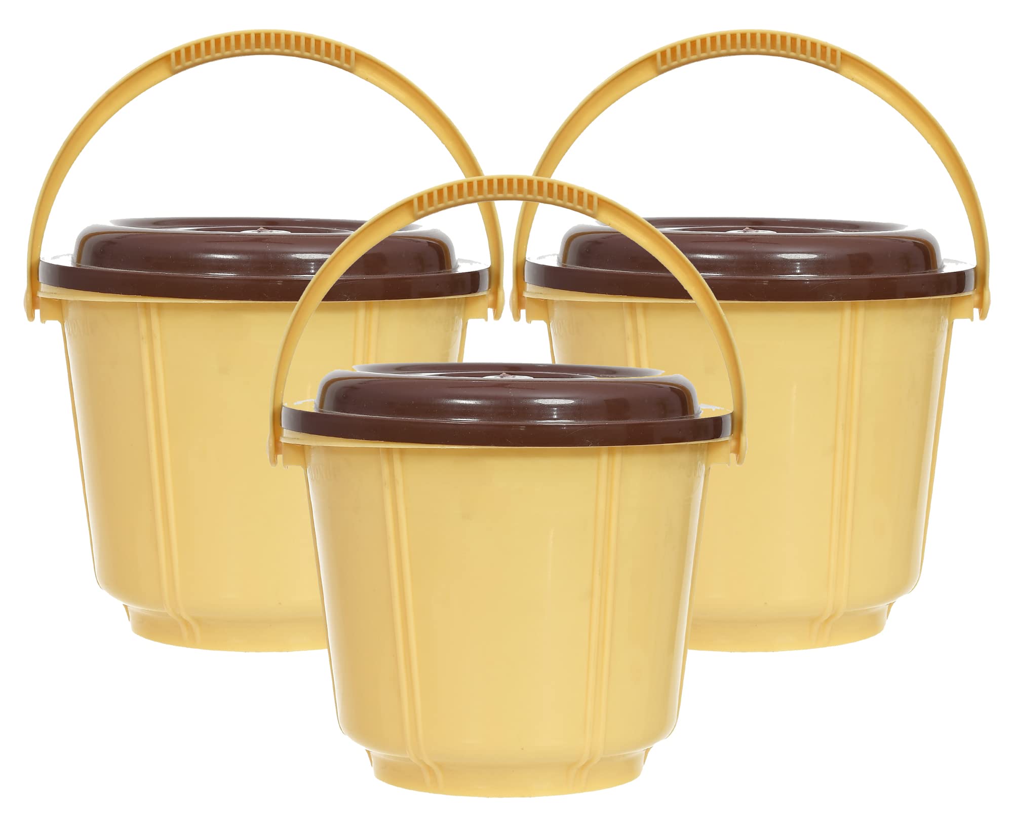 Kuber Industries Small Multiuses Plastic Kitchen & Pantry Storage Container/Bucket with Handle & Lid, 5 LTR.- Pack of 3 (Cream)-47KM01243 (B09NGK3NJH) Amazon Price History, Amazon Price Tracker
