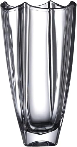 Galway Crystal 12-Inch Dune Waisted Vase, Clear Glass Flower Vase for Roses, Hydrangeas and Peonies, Elegant Home Decor Gift Box