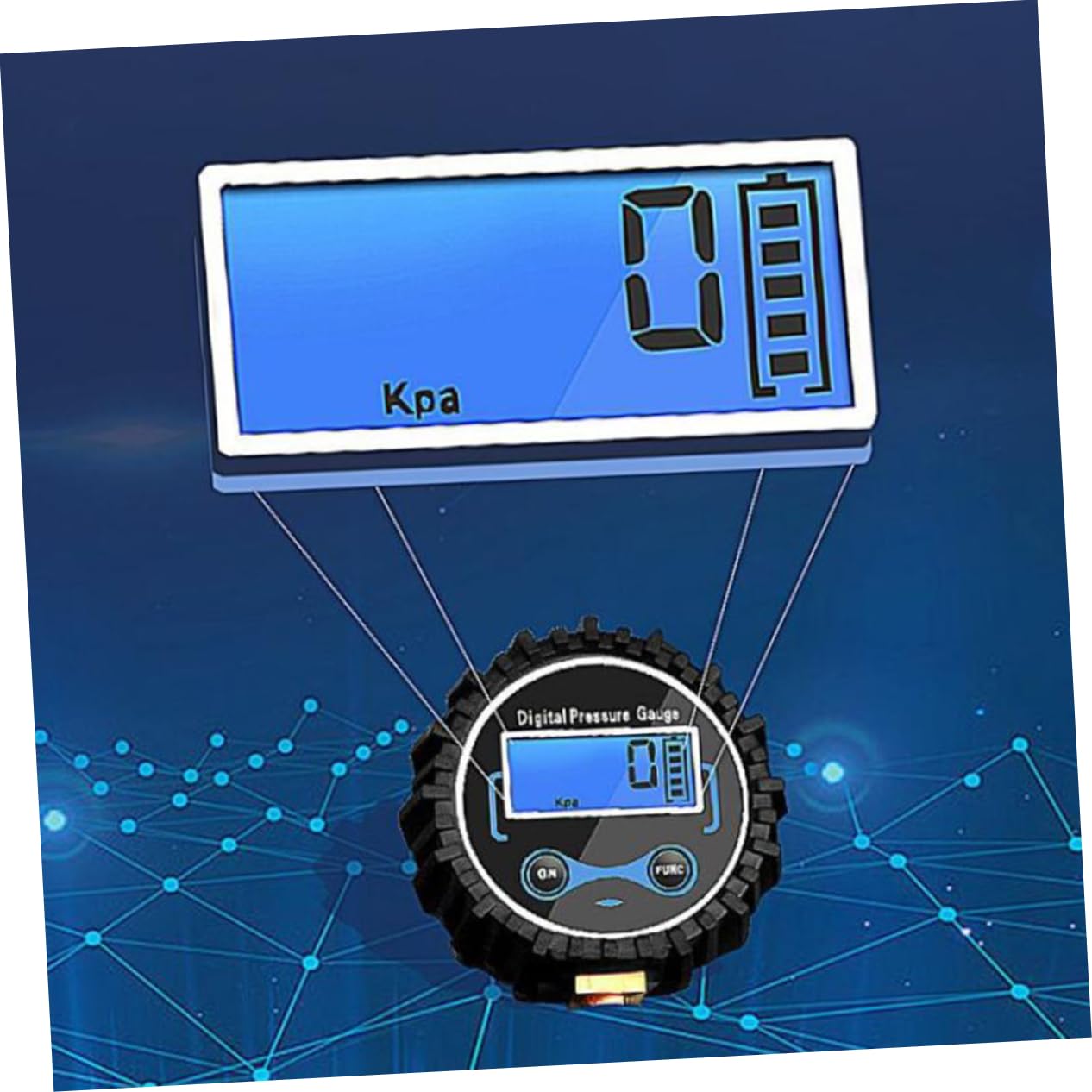 Gatuida Manometro Digitale senza Batteria per Pneumatici ad Alta Pressione Mandrino in Metallo Resistente per Utilizzo Facile una Mano
