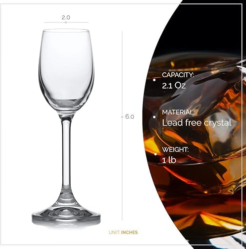 Miniatura 6 de Crystalex Juego de 6 copas de vino, juego de copas de vino tinto con tallo de puerto cordial de cristal, copas de postre para cumpleaños, boda,