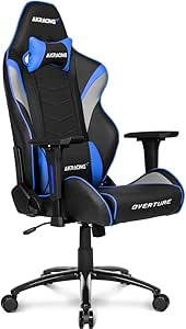 AKRACING Overture Gaming Chair, Desk Chair, Blue, High-Durability, PU Leather, 180° Reclining, for Home, Remote Work