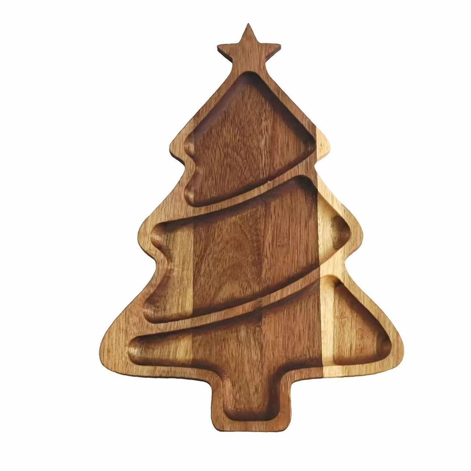 Tsophreniq Multicolor Holiday Themed Wood Serving Tray Christmas Tree Shape Multiple Use Dessert Platter For Family Celebration Decoration Christmas Tree Tray
