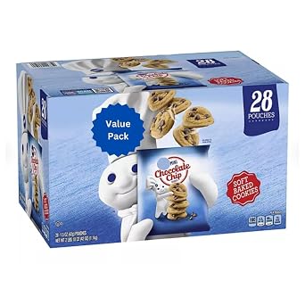 Pillsburie Soft Baked Tasty Mini Chocolate Chip Cookies, 1.5oz - Pack of 28, Perfect for School, Office and Home 1 Box