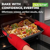 Vista 2 de NutriChef Juego de Horneado - 8 Piezas de Utensilios para Hornear con Acero al Carbono Antiadherente para Fácil Desmoldado y Limpieza, Diseño