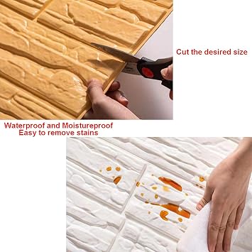 3D Wall Panels Self Adhesive Brick Wallpaper for Home Office Wall Decor | White Foam Waterproof Wall Sticker Peel and Stick Artificial Stone Wall Paneling Wall Paper with Texture Kitchen Backsplash