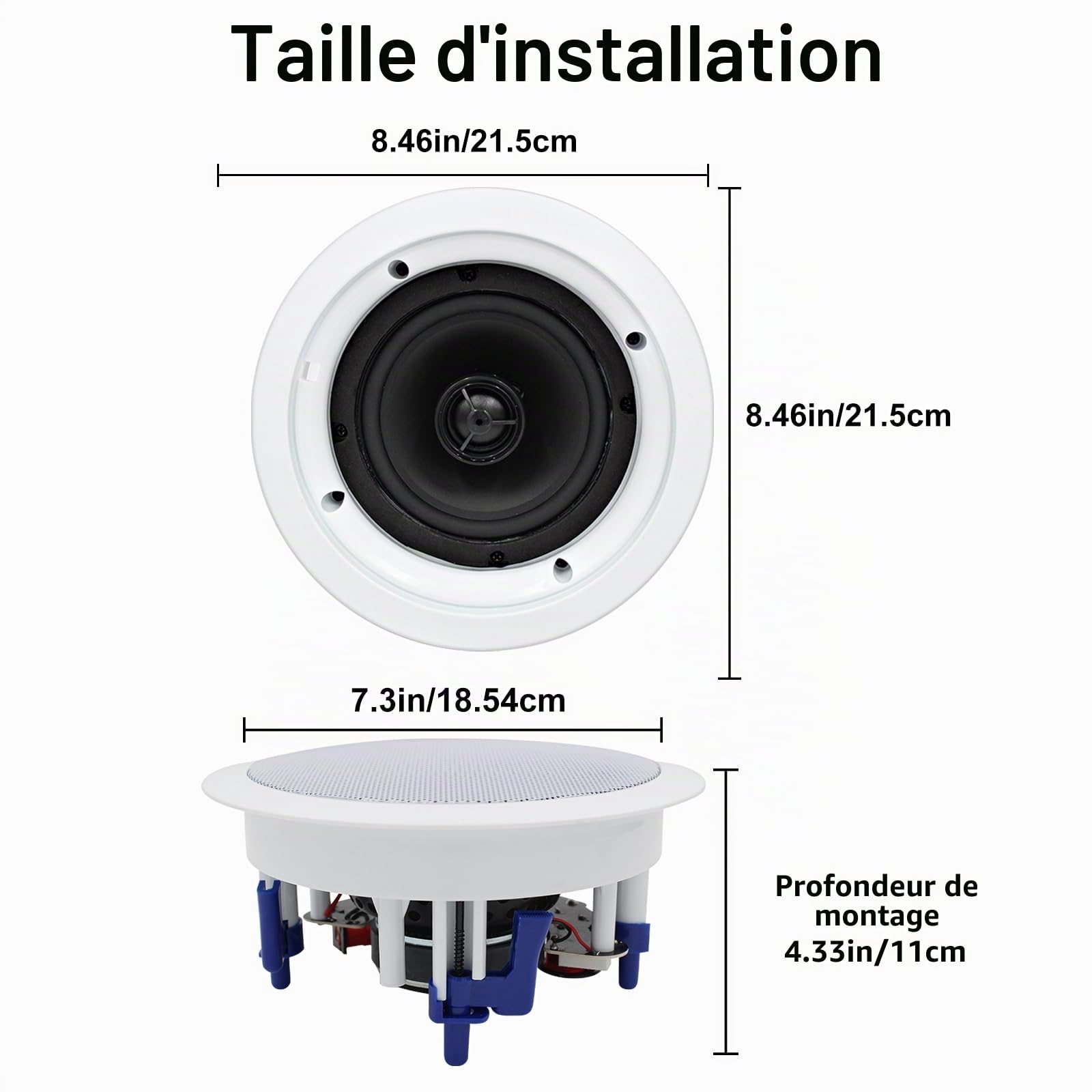 Herdio 5,25 Pouces Enceinte Encastrable Plafond Haut-Parleur 8 ohms 300 Watts
