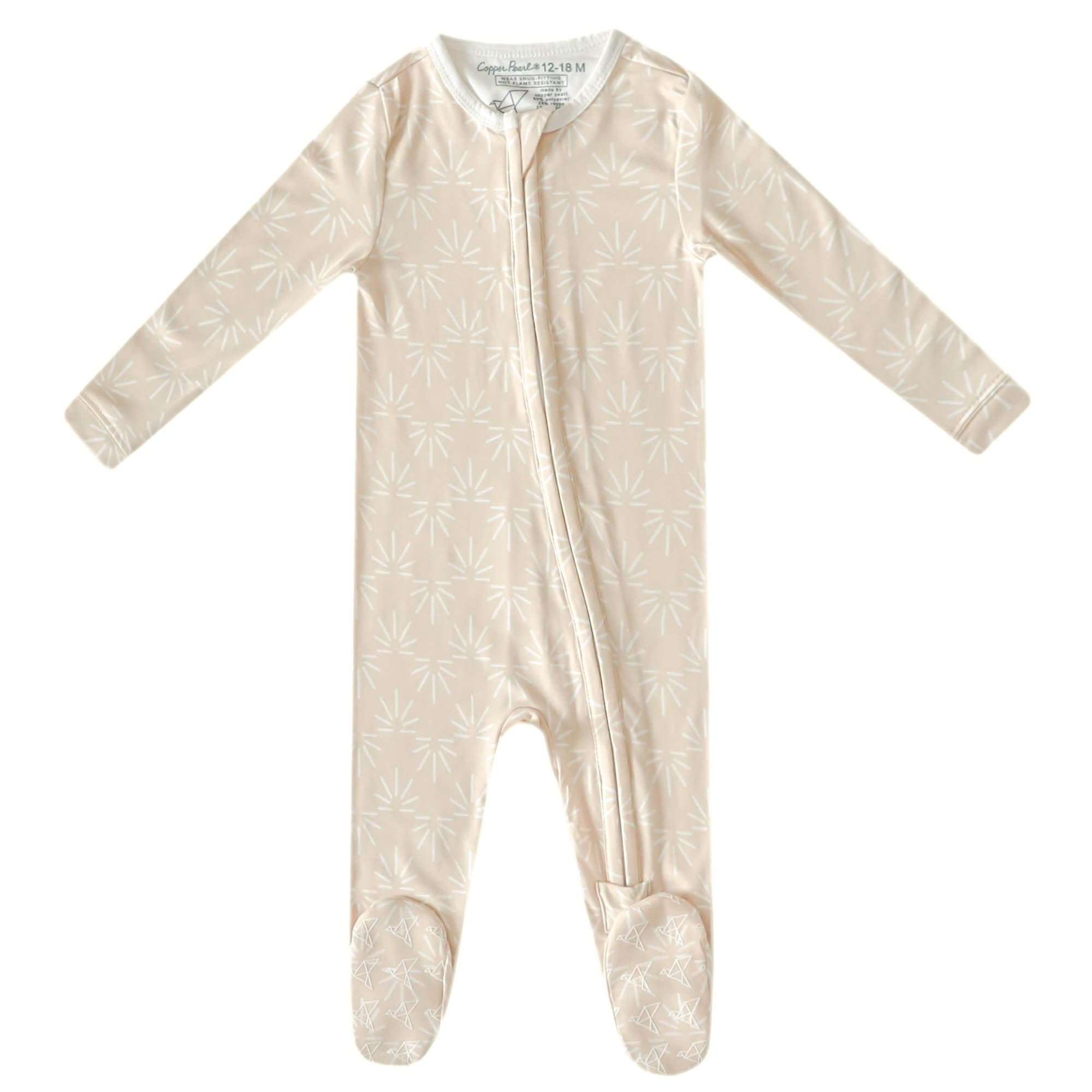 Copper Pearl Baby Zip-Up Footie Pajamas - Soft Stretchy Sleep and Play Footies for Boys and Girls