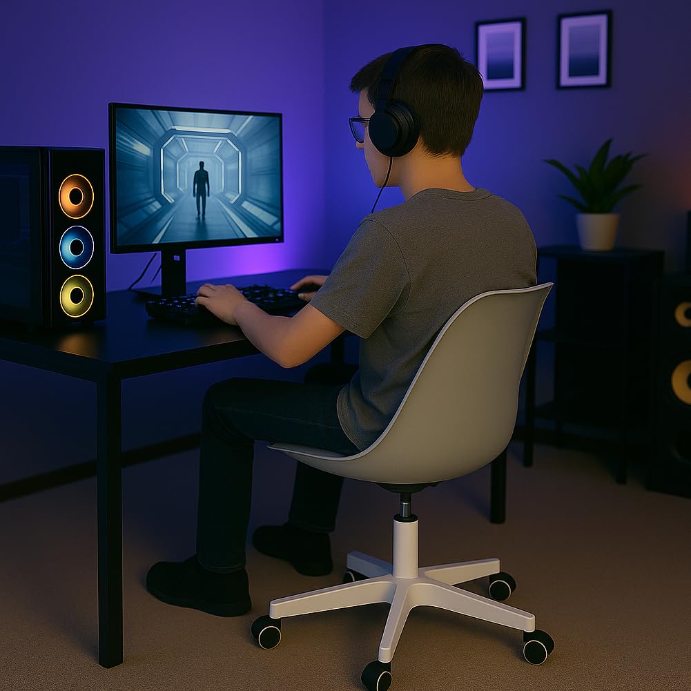 BAKAJI Sedia da Ufficio Scrivania Ergonomica Design Moderno con Altezza Regolabile e Cuscino Imbottito ad Alta Densità, Seduta Girevole con Ruote Piroettanti, Ideale per Casa, Studio (Grigio)