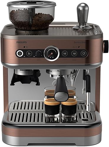PHILIPS Barista Brew - Máquina de café espresso semiautomática - Espresso individual y doble + botón americano, contenedor doble de frijoles de 9.88