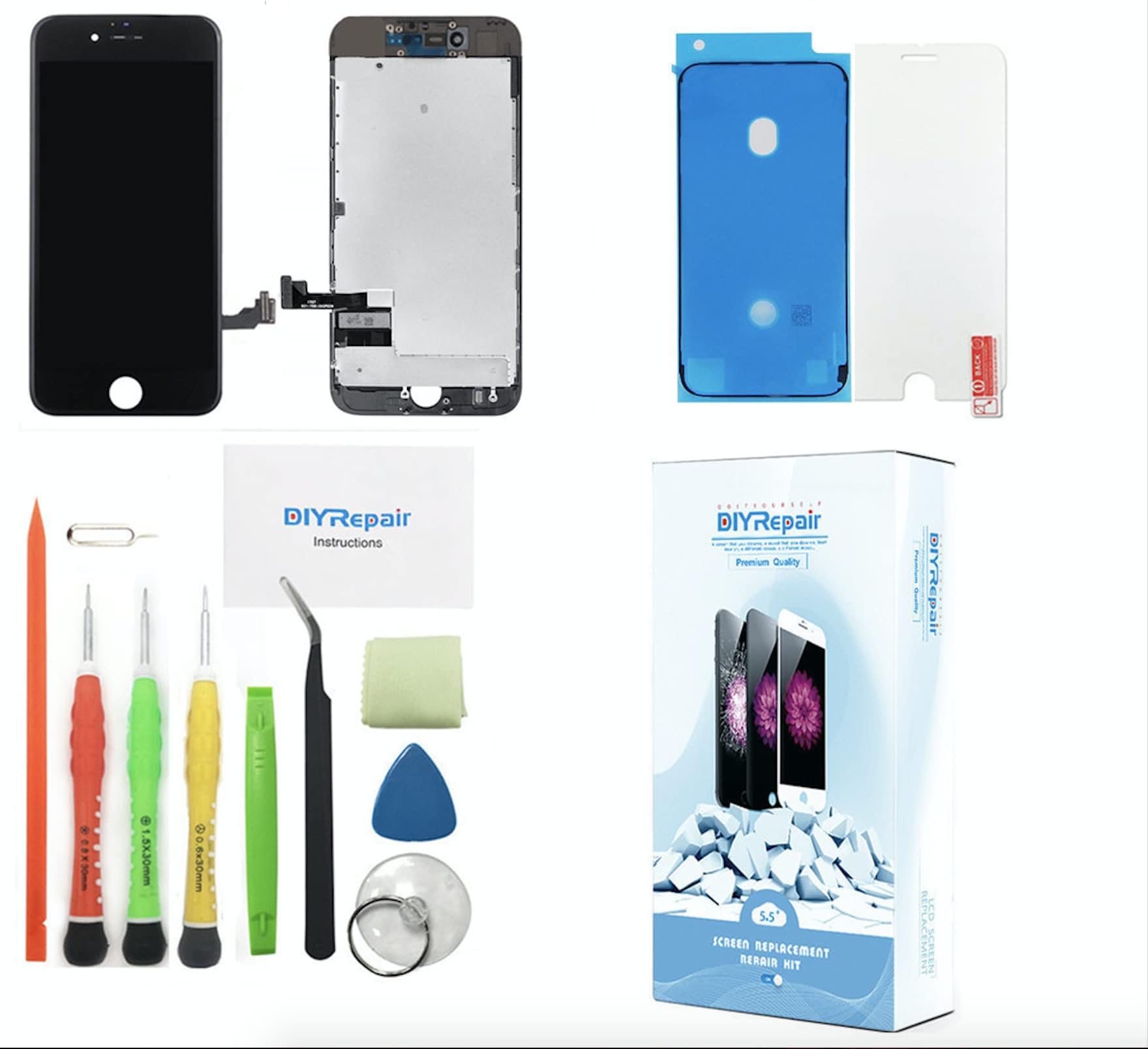 for iPhone 7 Screen Replacement 4.7', 3D Touch Screen Full Repair kit, Display Digitizer Glass Assembly with Tools Set, Tempered Glass, Instruction-Black