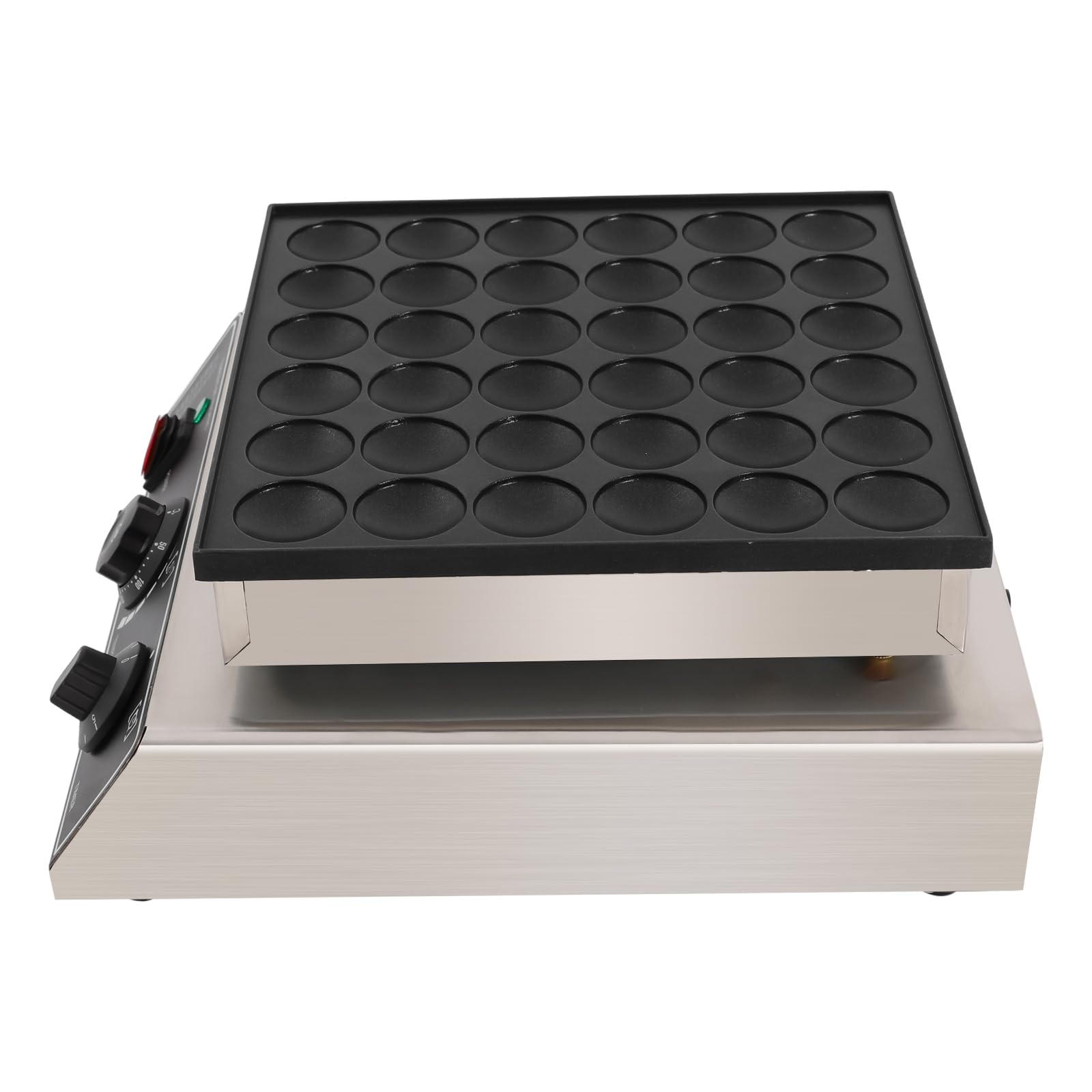 Mini tortitas holandesas de 36 agujeros, para hacer panqueques profesionales, redondos, acero inoxidable, antiadherente, 50 – 300 °C, 2 – 3 minutos, para panaderías, cafeterías, hogares