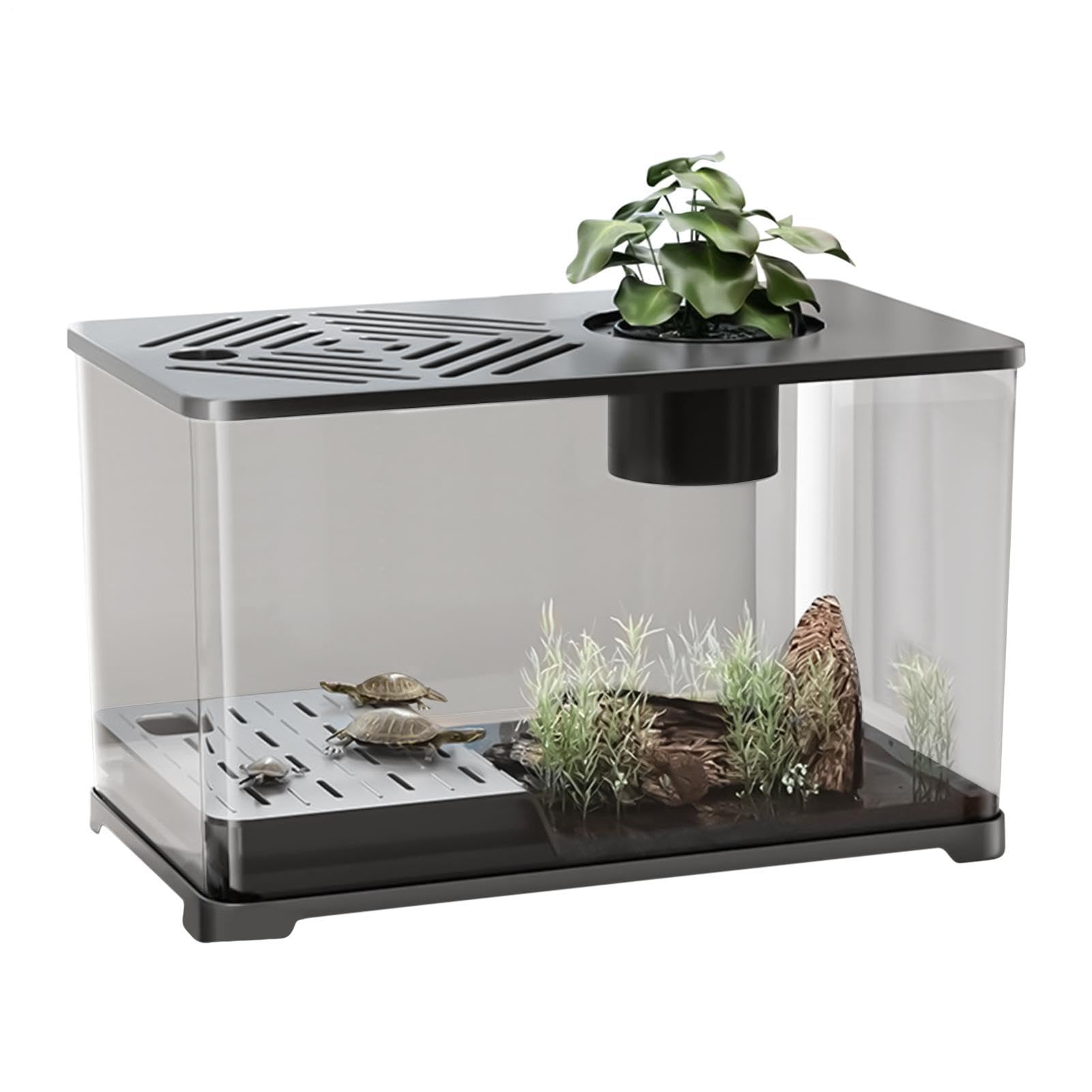 Acuario Acuario Grande Kit Completo de Escritorio | Pecera Moderna Vista Panorámica con Zona Descanso Tortugas para Guppis Bettas Medusas Gambas Pisos Oficina en Casa