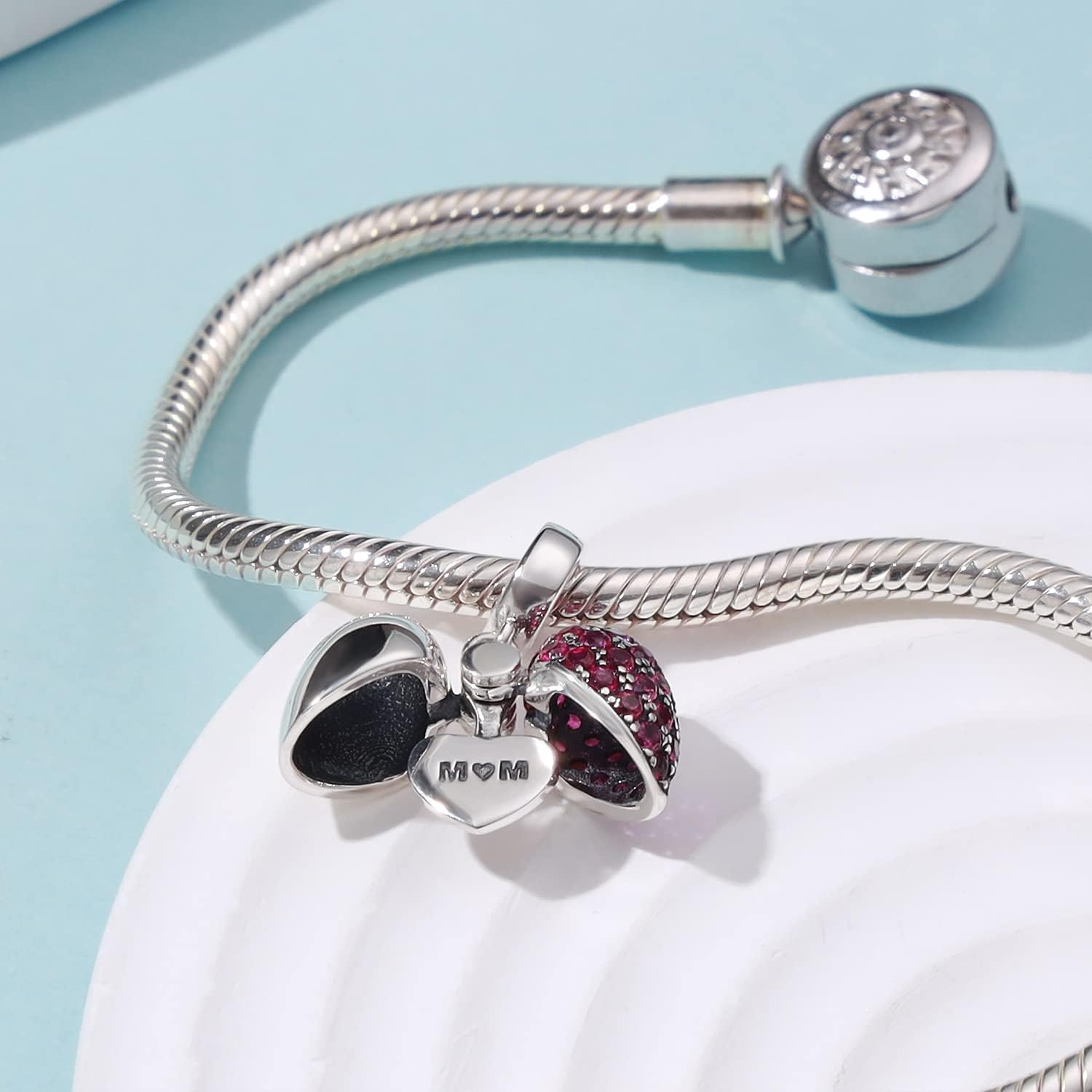 925 Sterling Silver Love Heart Charms fit Pandora Style Bracelets for Mothers Day Christmas Valentines Day Gift for Mom Wife Grandma - Image 3