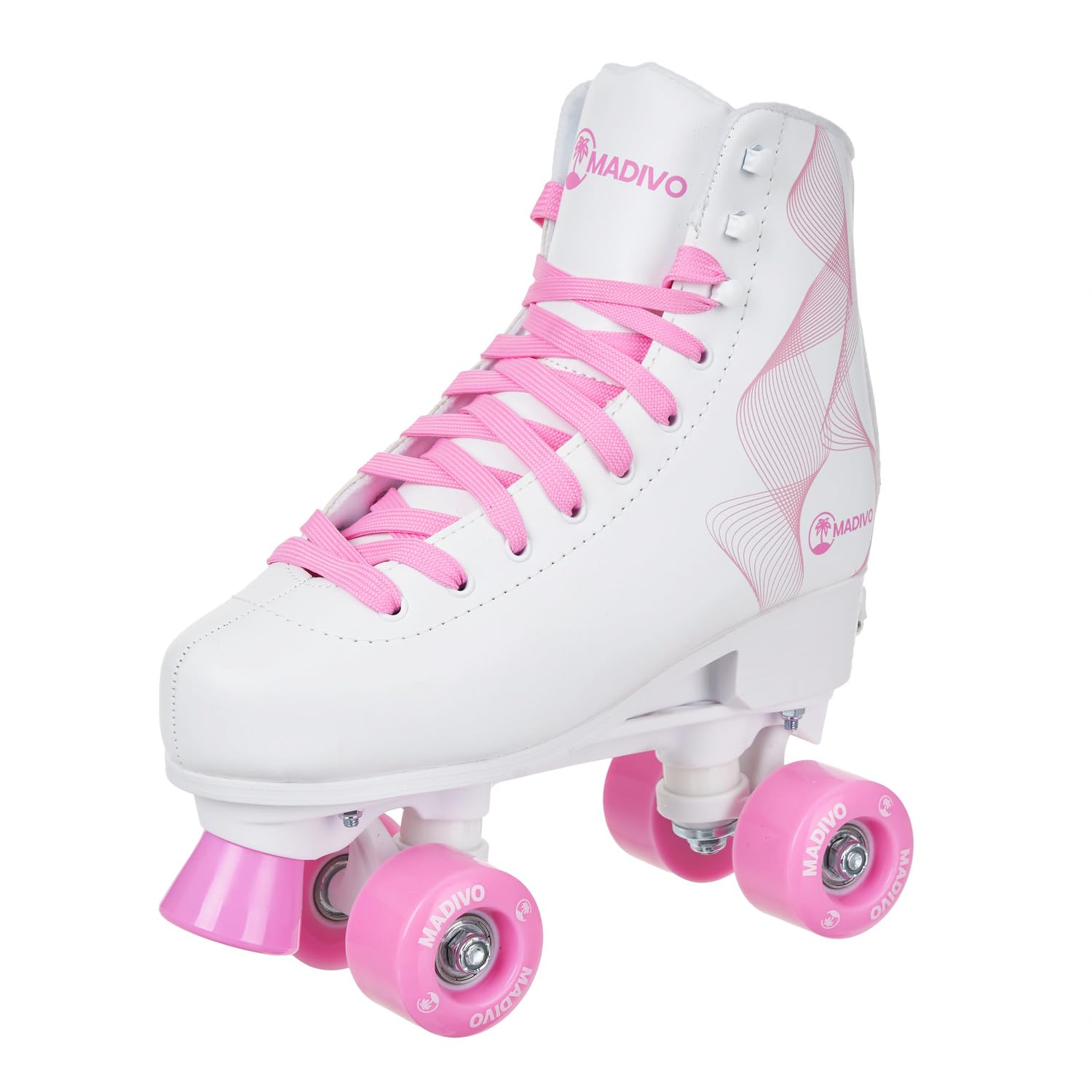 MADIVO Swirl Damen Klassische Retro Rollschuhe | Verstellbare Größe | ABEC7 Kugellager | Weiß Rosa Mädchen Classic Roller Skates Inliner Inlineskates | Gr. 31-34, 35-38, 39-42