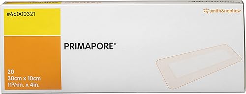 Smith+Nephew PRIMAPORE Apósito adhesivo periférico IV, apósito adhesivo no tejido, almohadillas absorbentes para vendaje para heridas, productos