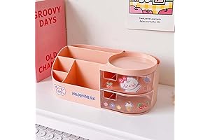 Kawaii Stationery Storage Box - The Ultimate Makeup Organizer for a Cute and Clutter-Free Space