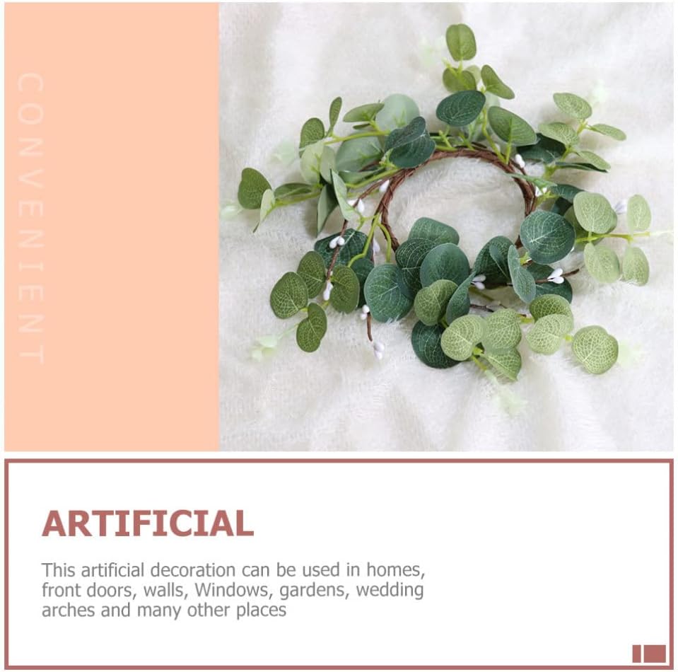 Cabilock 4pcs Eucalyptus Candle for Home Decor Elegant Festival Wreaths for Easter Celebration Decorative Candle Wreaths Realistic Faux Leaves and Berries