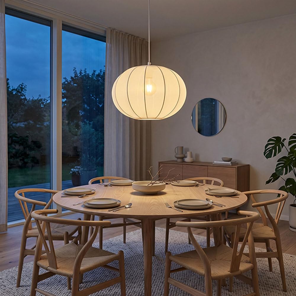 Nowoczesny minimalistyczny żyrandol materiałowy, 14,2 cala, lampa stołowa do jadalni