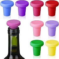 Yookeer 8-Pack Rainbow Silicone Wine Stoppers - Leakproof Beer Champagne Bottle Sealers for Fresh Storage & Parties