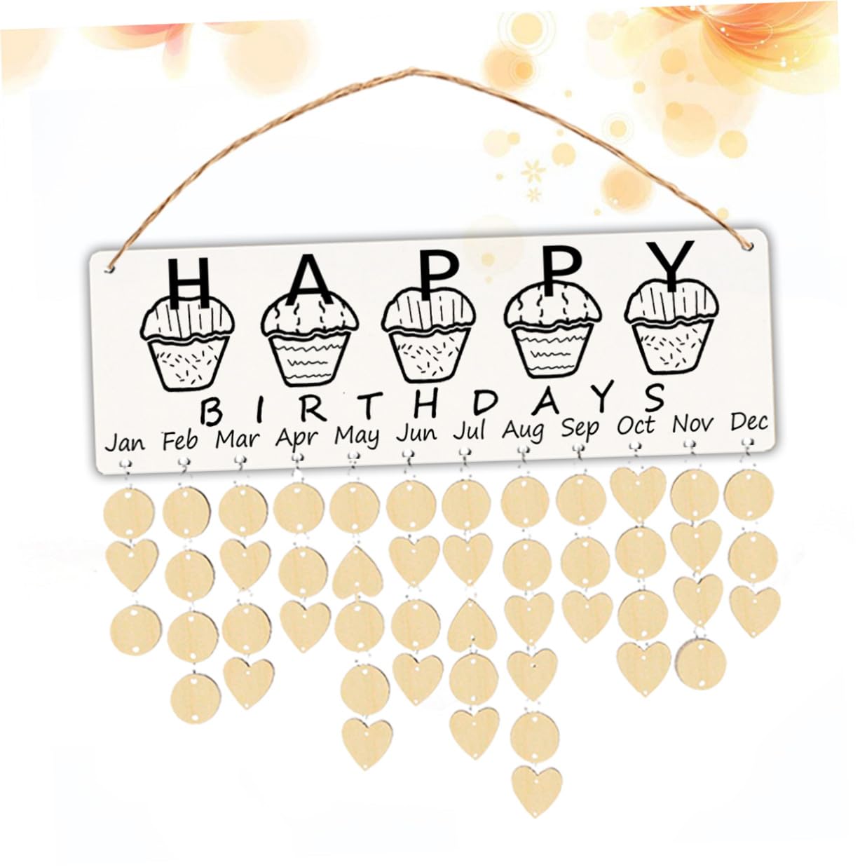 TOGEVAL 木製カレンダー吊り下げオーナメント 壁掛け日付表示 DIY木製カレンダー 家庭 オフィス用飾り装飾