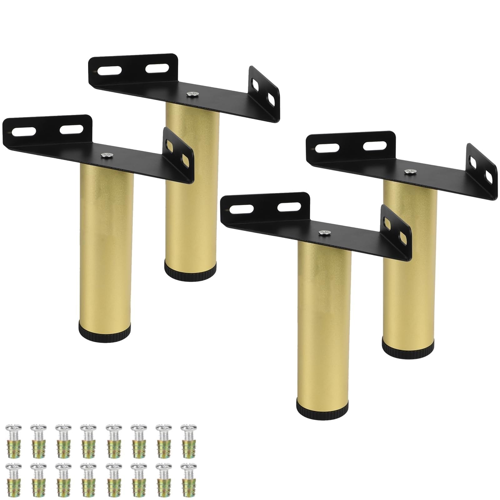 UYHBCNQD 4Pcs Replacement Legs Set Aluminum Furniture Legs Alloy Bed Support Leg Adjustable Dresser Extenders Feet Cabinets Legs Parts(Gold,18cm)