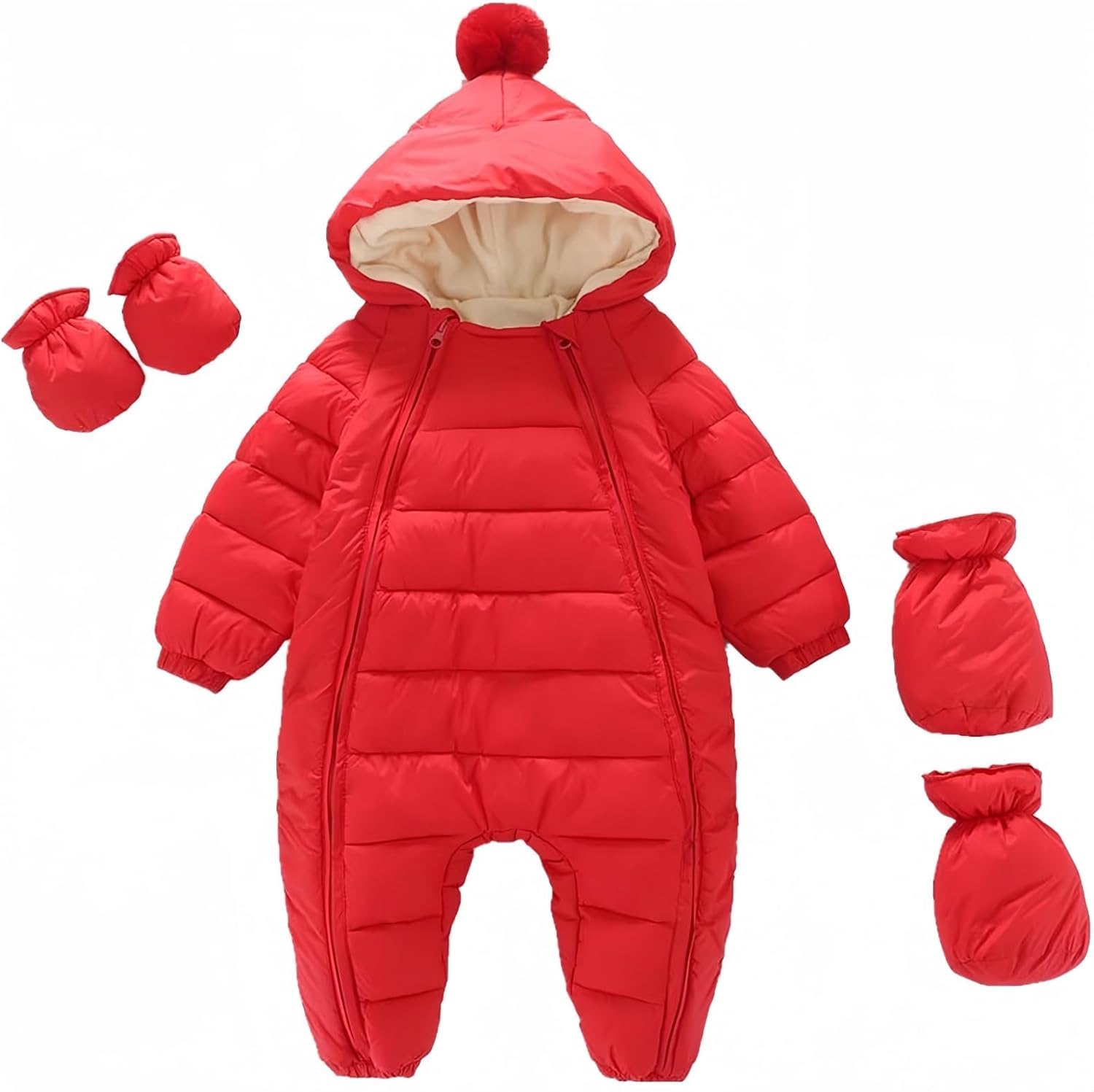 3 Stück Baby Flanell Futter Schneeanzug Unisex Winter Warm Jumpsuit Double Zip Up Strampler