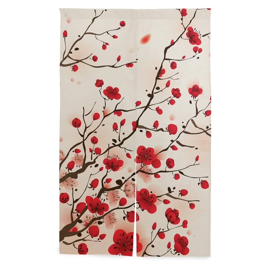 華やかな花柄の黒いのれん　横〜129–丈〜122! 華やかな花柄の黒いのれん 横〜129–丈〜122! 華やかな花