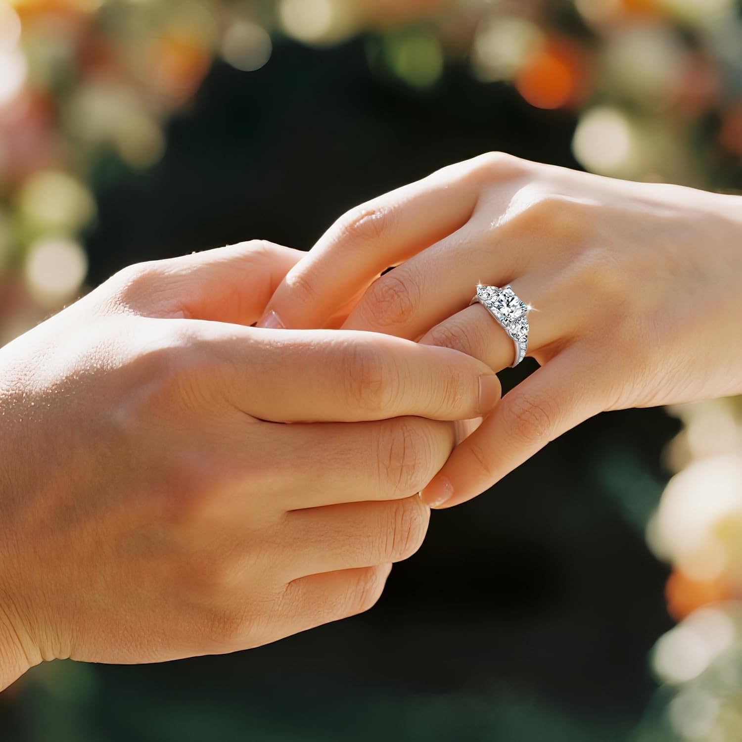 Moissanite Engagement Ring for Women, 3 Stone D Color VVS1, 925 Sterling Silver with 18K White Gold Plated, Moissanite Wedding Ring, Anniversary Promise Ring with Gift Box, Size 4.5-9 - Image 6