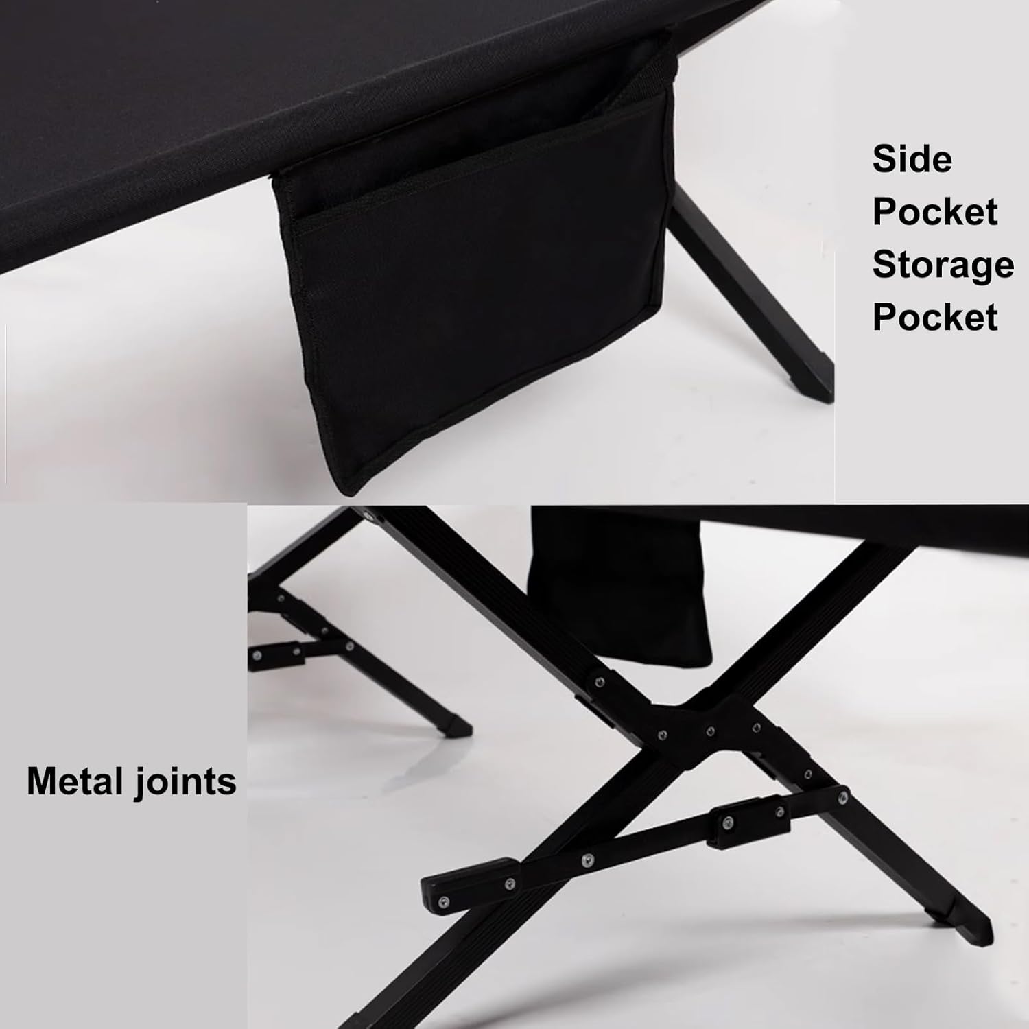 Lightweight Aluminum Camping Cot for Adults - Portable Folding Bed with 120kg Capacity, Includes Storage & Organizer Bag, Ideal for Outdoor Travel & Camping (Green)