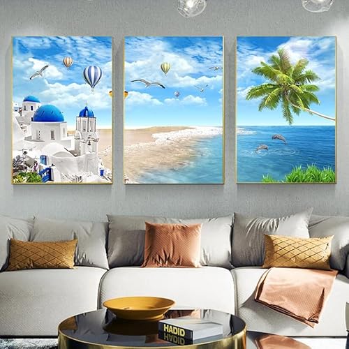 HJJL Cuadros para Salon Modernos Paisaje Marino Lienzo Pintura Pared imágenes artísticas Cover