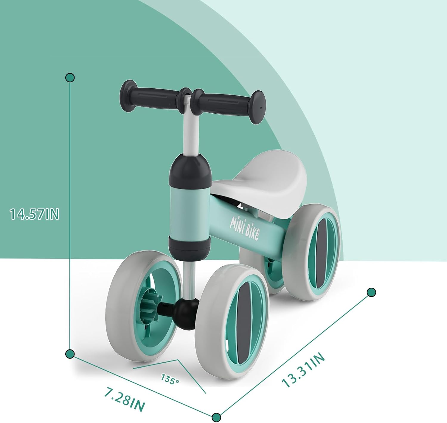 SIMATE Balance Bike Toys for 1 Year Old Boys Girls, 12-24 Month Toddler Ride on Toys, 4 Silent Wheels & Soft Seat, First Birthday Gifts for Baby Girls Boys