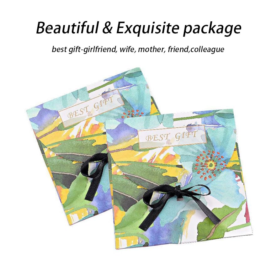 100% Mulberry Silk Neck Scarf - 27'' x 27'' Lightweight Neckerchief - Women Men Small Square Scarves Gift Packed4