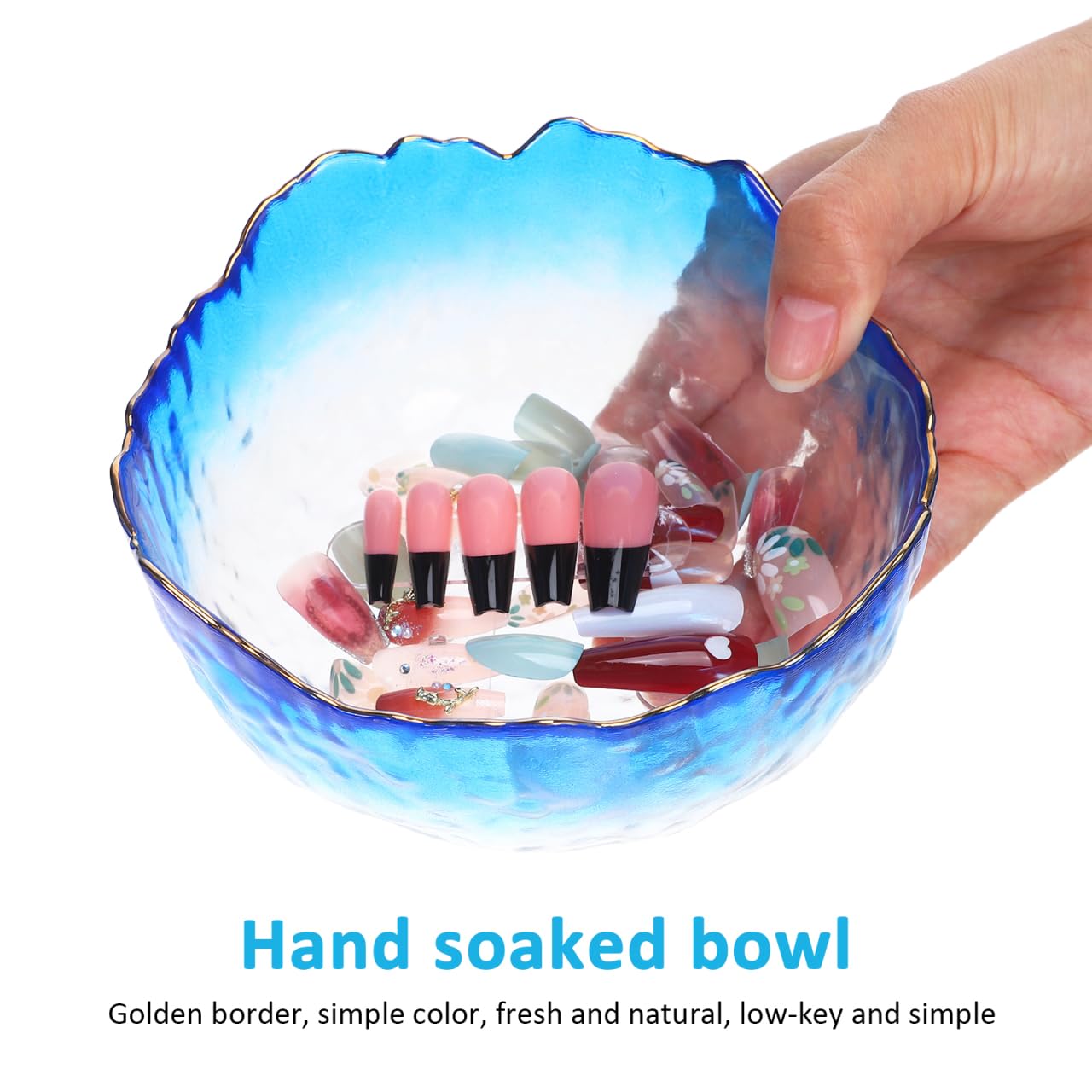 Ipetboom Glass Nail Soaking Bowl, Manicure Hand Soak Remover, Nail Polish Remover Manicure Wash Bowls Wash Soaker Glass Supplies, Art Tips for Fingernail Toenail Caring Polish