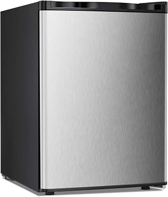 Antarctic Star Upright Freezer 2.1 Cu.ft, Compact Mini Freezer with Reversible Single Door, Temperature Control, Removable Shelves, Small freezer Stainless Steel for Dorms Home Office, Silver