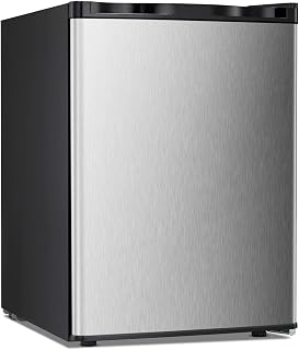 Antarctic Star Upright Freezer 2.1 Cu.ft, Compact Mini Freezer with Reversible Single Door, Temperature Control, Removable Shelves, Small freezer Stainless Steel for Dorms Home Office, Silver