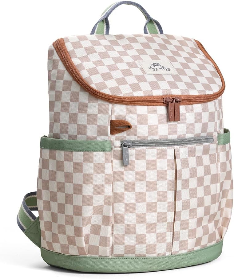 Itzy Ritzy Toddler & Kids Backpack - Lightweight Preschool & Elementary School Bag with Padded Straps, Trolley Sleeve, 2 Side Pockets, Tablet Sleeve & Name Label (Checkerboard)