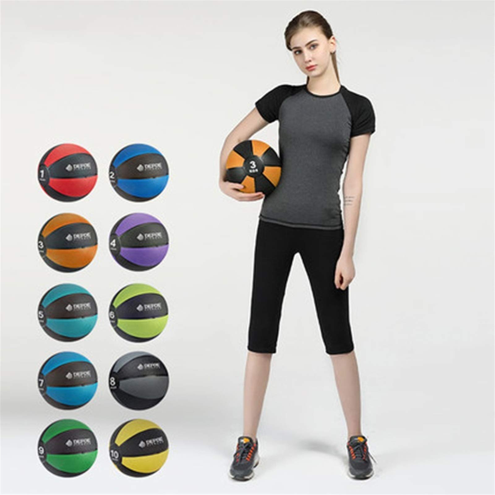 Palle mediche Medicine Ball, Gomma Elastica Pallone for Fitness, Attrezzature for Il Fitness Studio di Yoga Palestra, 2kg / 3kg / 4kg / 5kg / 6 kg / 7 kg / 9kg (Size : 5kg/11lb)