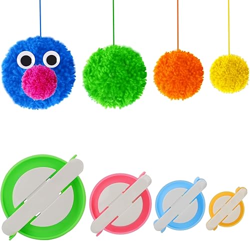 Máquina para hacer pompones, 4 tamaños para hacer pompones, agujas tejedoras de bolas de esponja, manualidades, juego de herramientas para tejer de